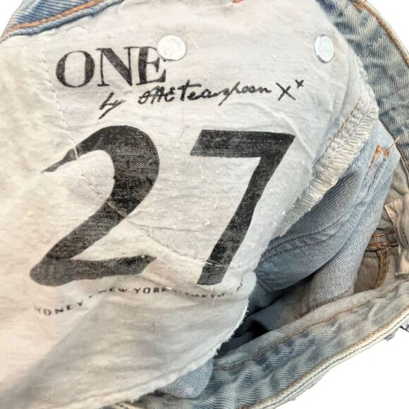 One Teaspoon Free Birds Trashed Rigid Jeans Women’s Size 27 Distressed 7/8 Zip - Picture 11 of 16